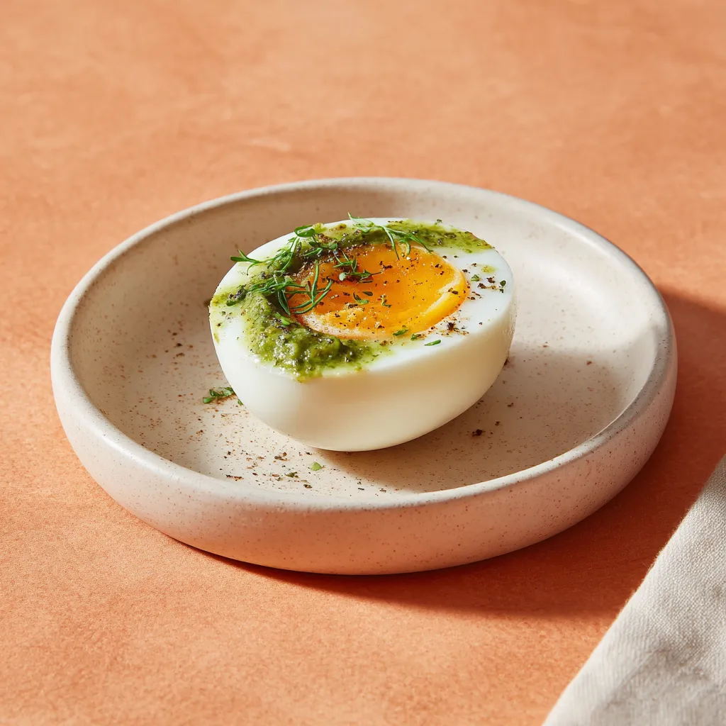 Oeufs façon mimosa à la crème fouettée au pesto