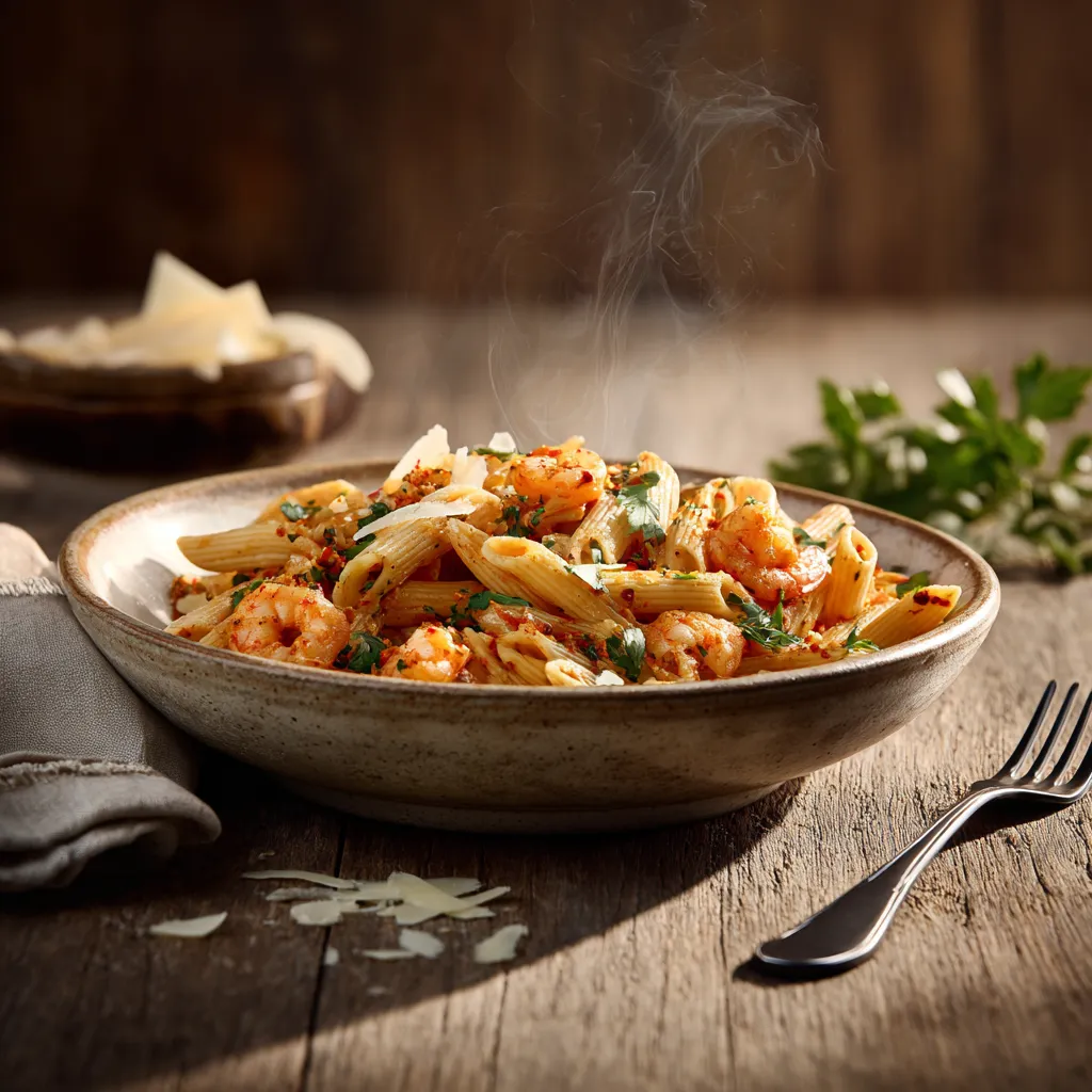 [4563] Pastas du jour Penne aux crevettes et curry