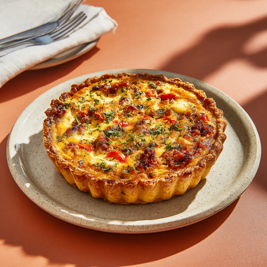 Quiche au chorizo, poivrons, mozzarella