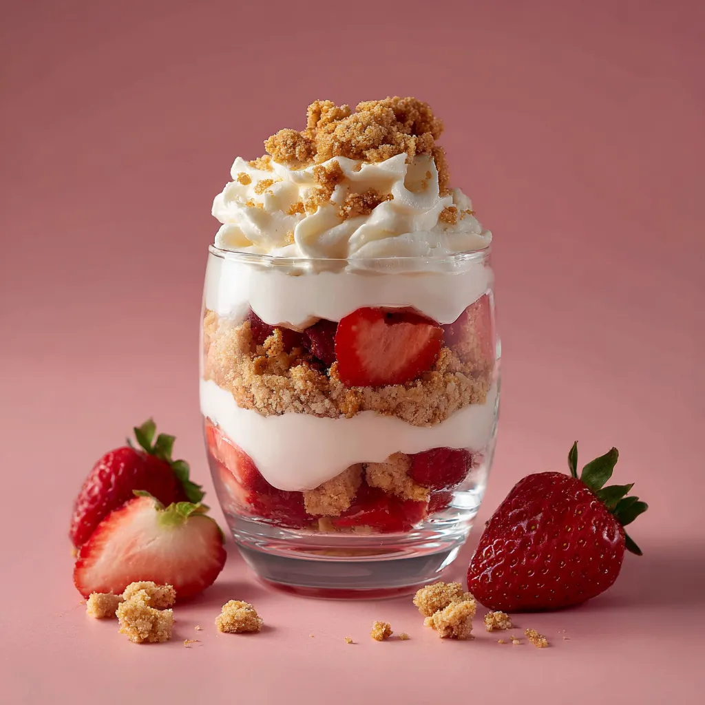 Verrine crumble sablé breton, chantilly et fraise